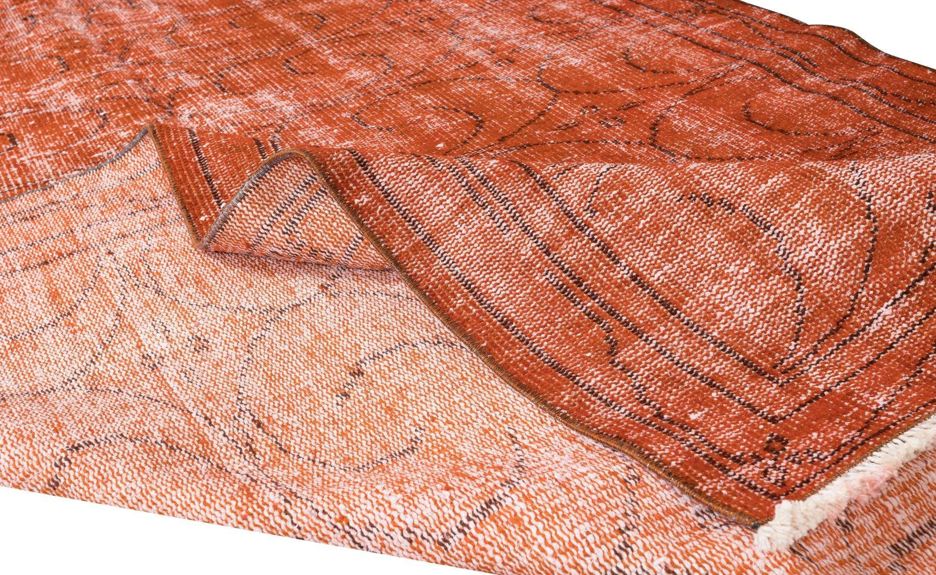 Modern 5x8 Ft Hand Knotted Turkish Rug Over-Dyed in Orange for Contemporary Interiors For Sale