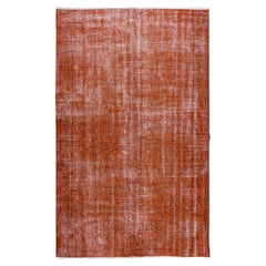 Vintage 5x8 Ft Hand Knotted Turkish Rug Over-Dyed in Orange for Contemporary Interiors