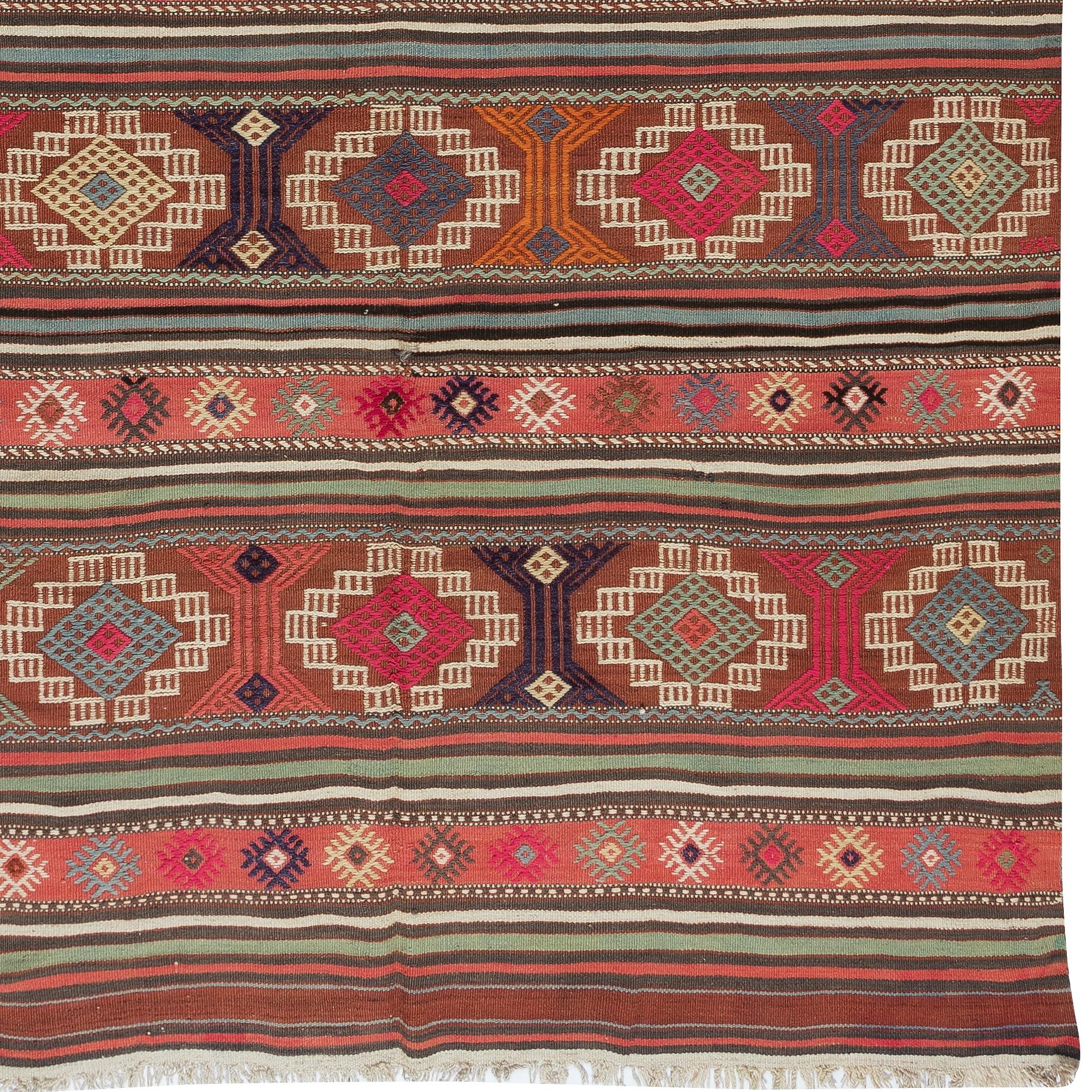 Turkish 5x8 Ft Multicolor Handmade Wool Kilim Rug From Central Anatolia, Turkey, 1970s For Sale