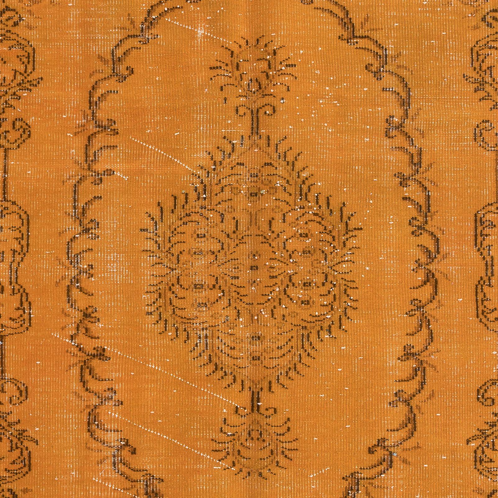 Modern 5x8 Ft Orange Handmade Turkish Area Rug, Bohem Eclectic Room Size Carpet For Sale