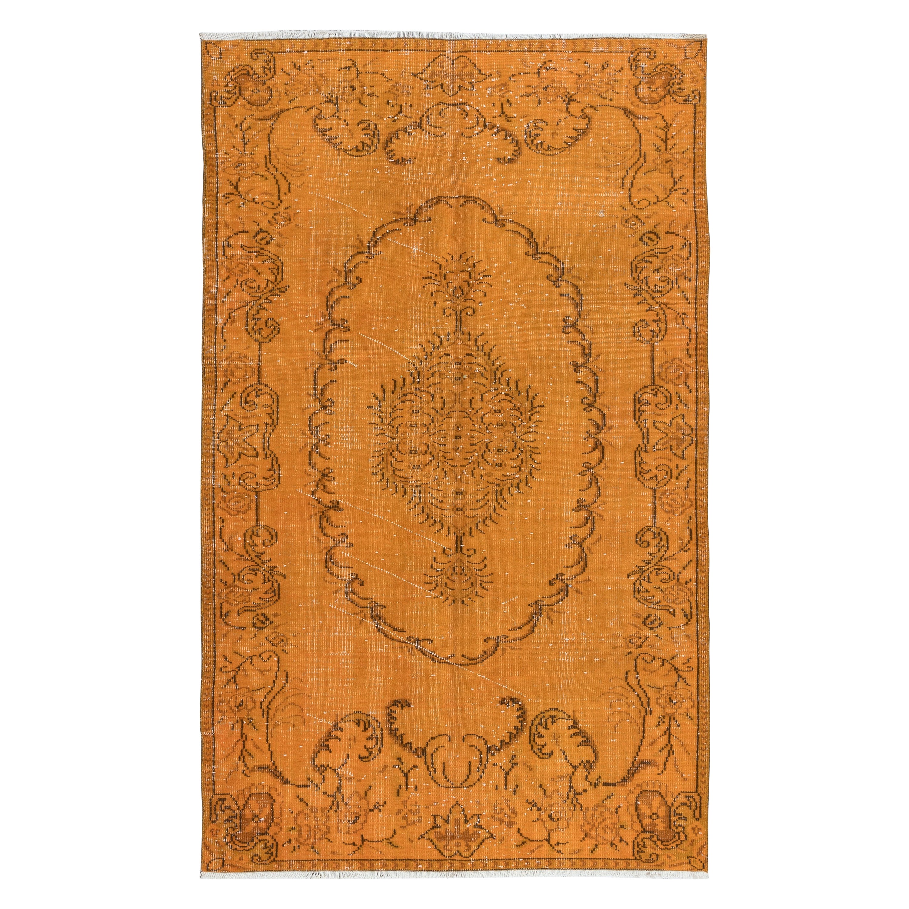 Tappeto turco a mano arancione 5x8 Ft, Tappeto Bohem Eclettico ROOMS