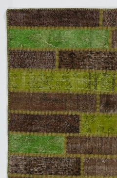 5x8 ft Patchwork Rug Made of Overdyed Vintage Carpets, Custom Options Available