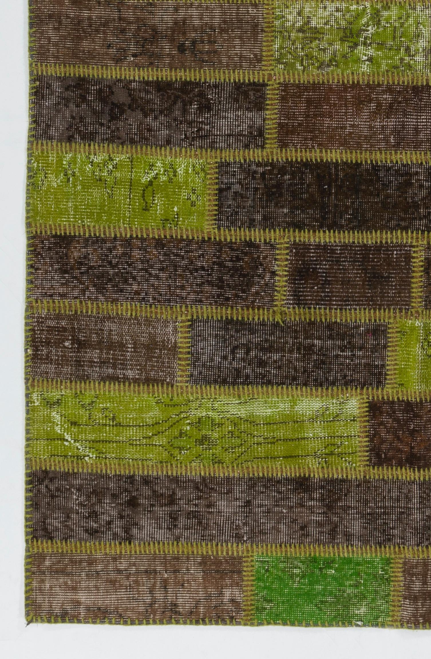 Modern 5x8 ft Patchwork Rug Made of Overdyed Vintage Carpets, Custom Options Available For Sale