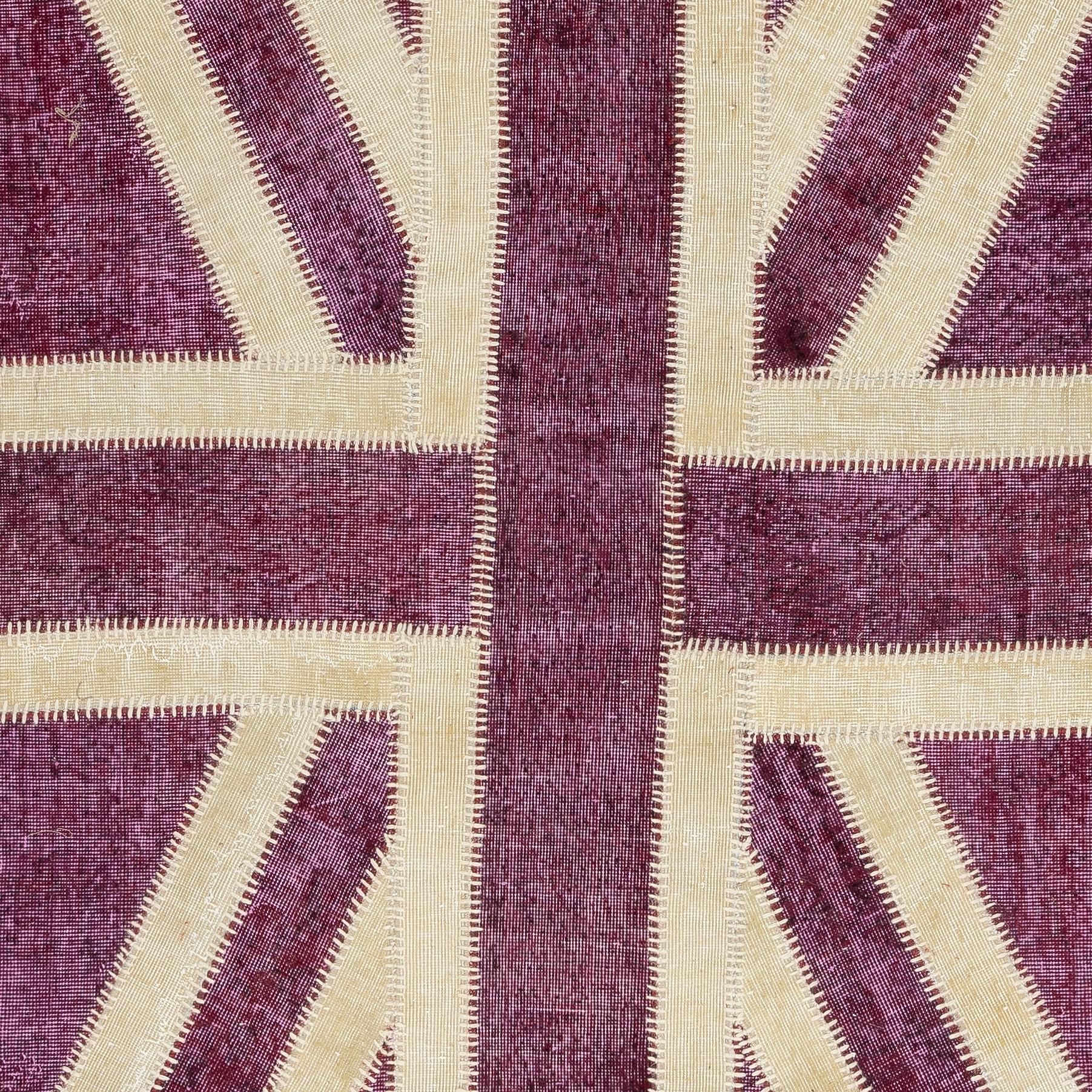 5x8 Ft Rosa Moderner handgefertigter Patchwork-Teppich. British Union Jack Teppich im britischen Flaggendesign (Türkisch) im Angebot