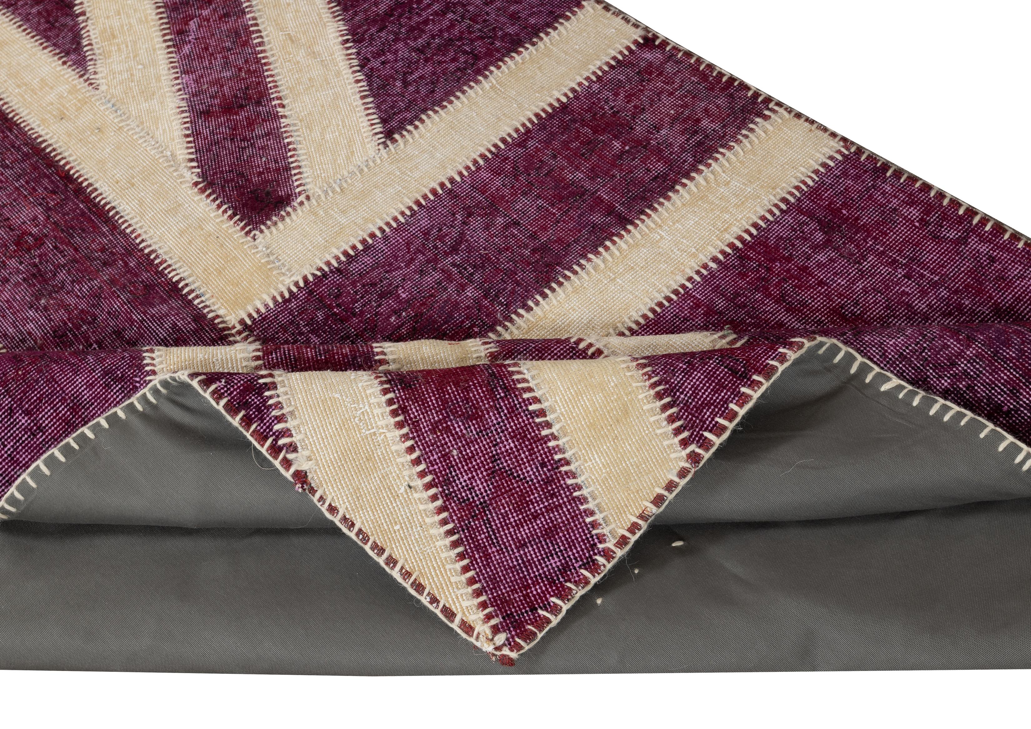 5x8 Ft Rosa Moderner handgefertigter Patchwork-Teppich. British Union Jack Teppich im britischen Flaggendesign im Zustand „Neu“ im Angebot in Spring Valley, NY