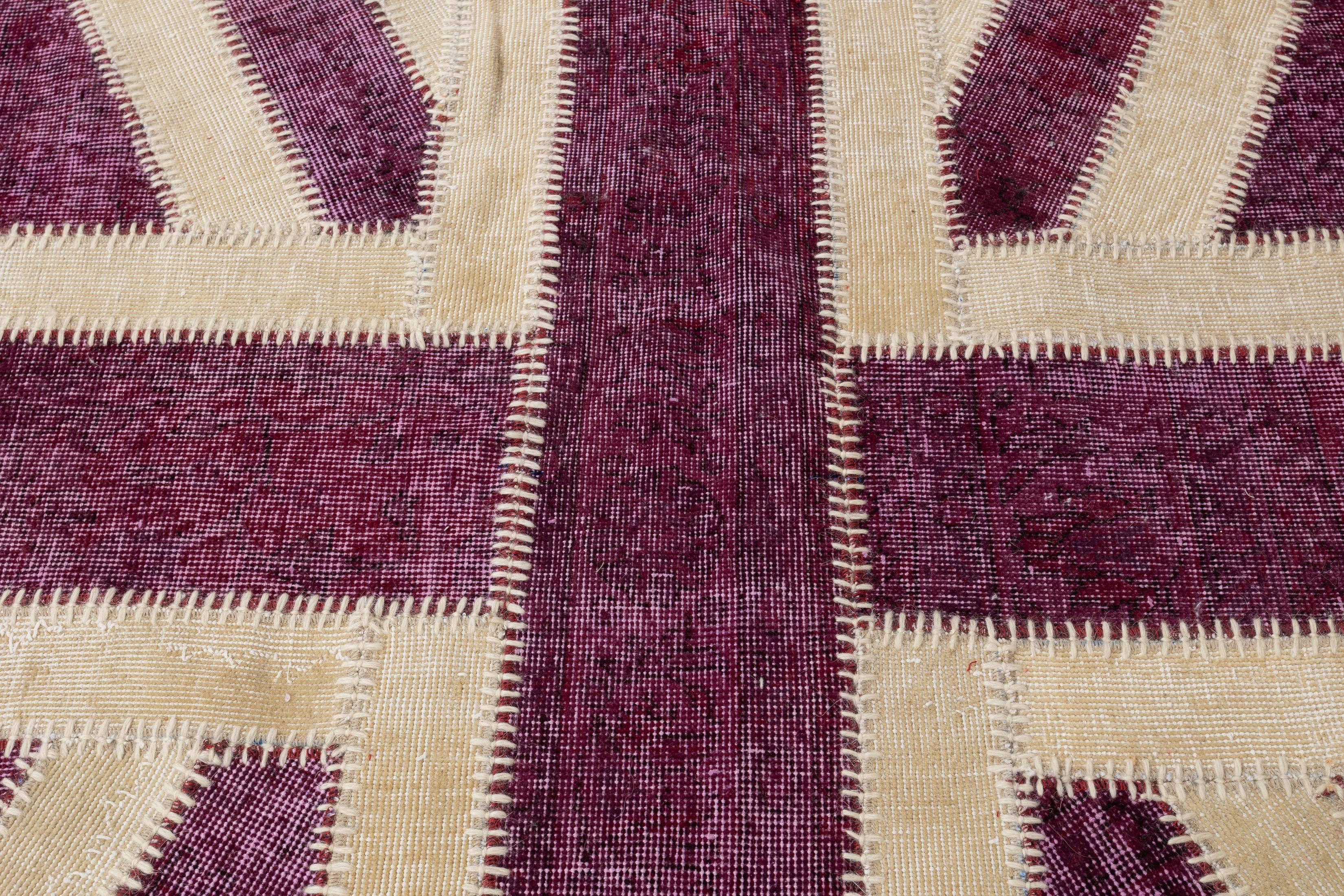 5x8 Ft Rosa Moderner handgefertigter Patchwork-Teppich. British Union Jack Teppich im britischen Flaggendesign (Wolle) im Angebot