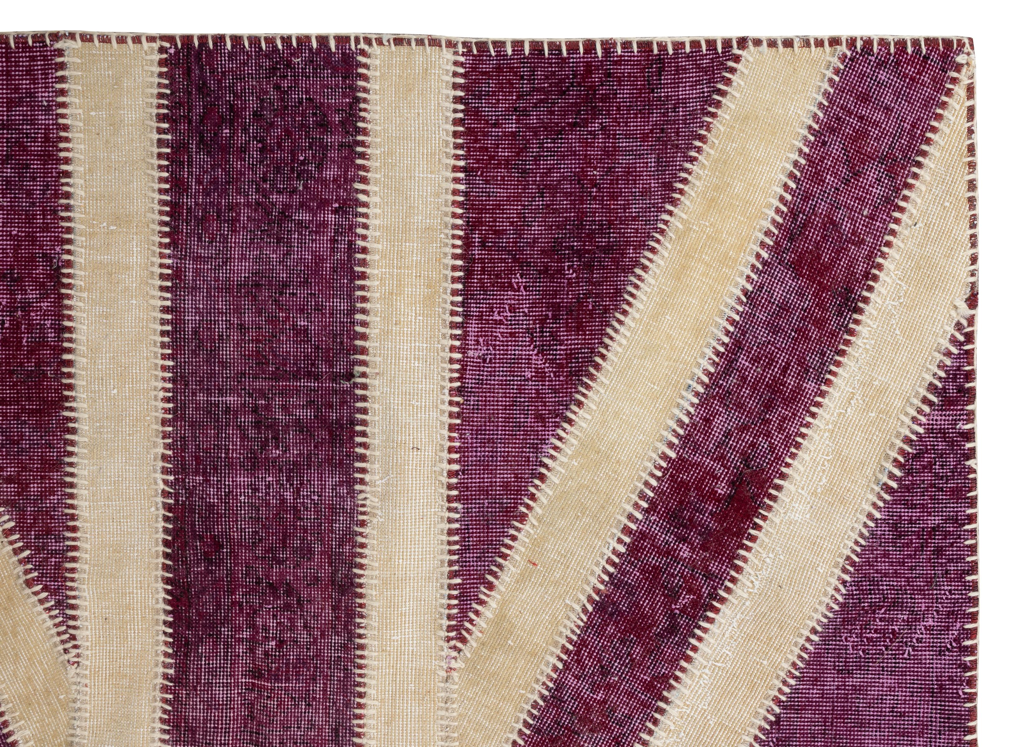 5x8 Ft Rosa Moderner handgefertigter Patchwork-Teppich. British Union Jack Teppich im britischen Flaggendesign im Angebot 1