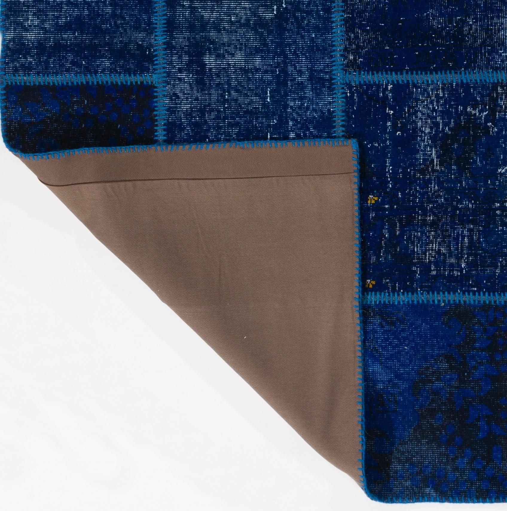 Hand-Woven 5x8 Ft Popular Navy Blue Modern Handmade Turkish Patchwork Rug. Best Seller Rug For Sale