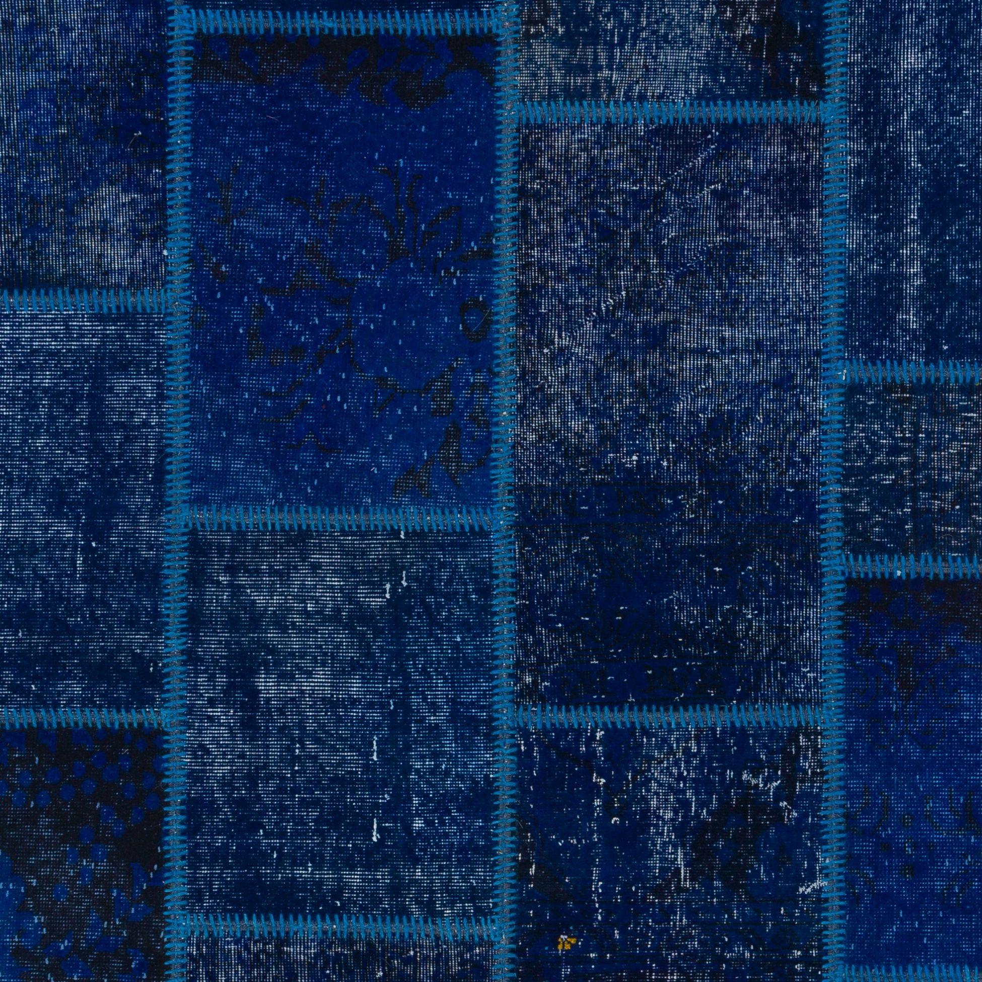 Contemporary 5x8 Ft Popular Navy Blue Modern Handmade Turkish Patchwork Rug. Best Seller Rug For Sale