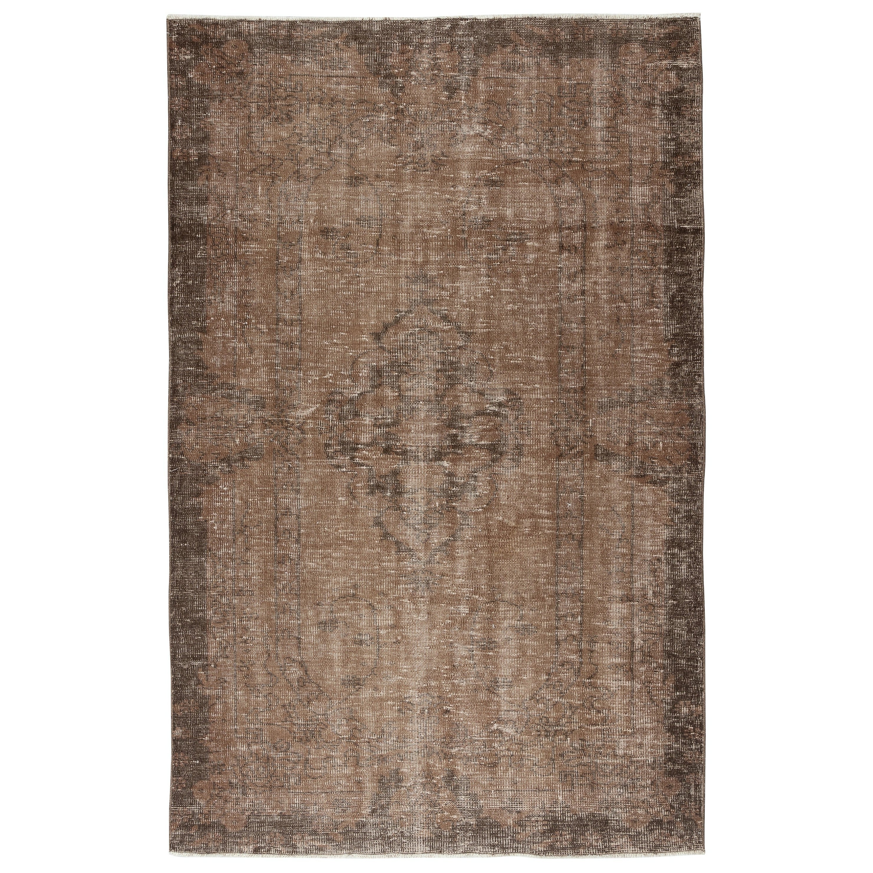 Tappeto 5x8 Ft Vintage Brown Wool. Tappeto turco fatto a mano per spazi contemporanei