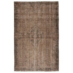 Tappeto 5x8 Ft Vintage Brown Wool. Tappeto turco fatto a mano per spazi contemporanei
