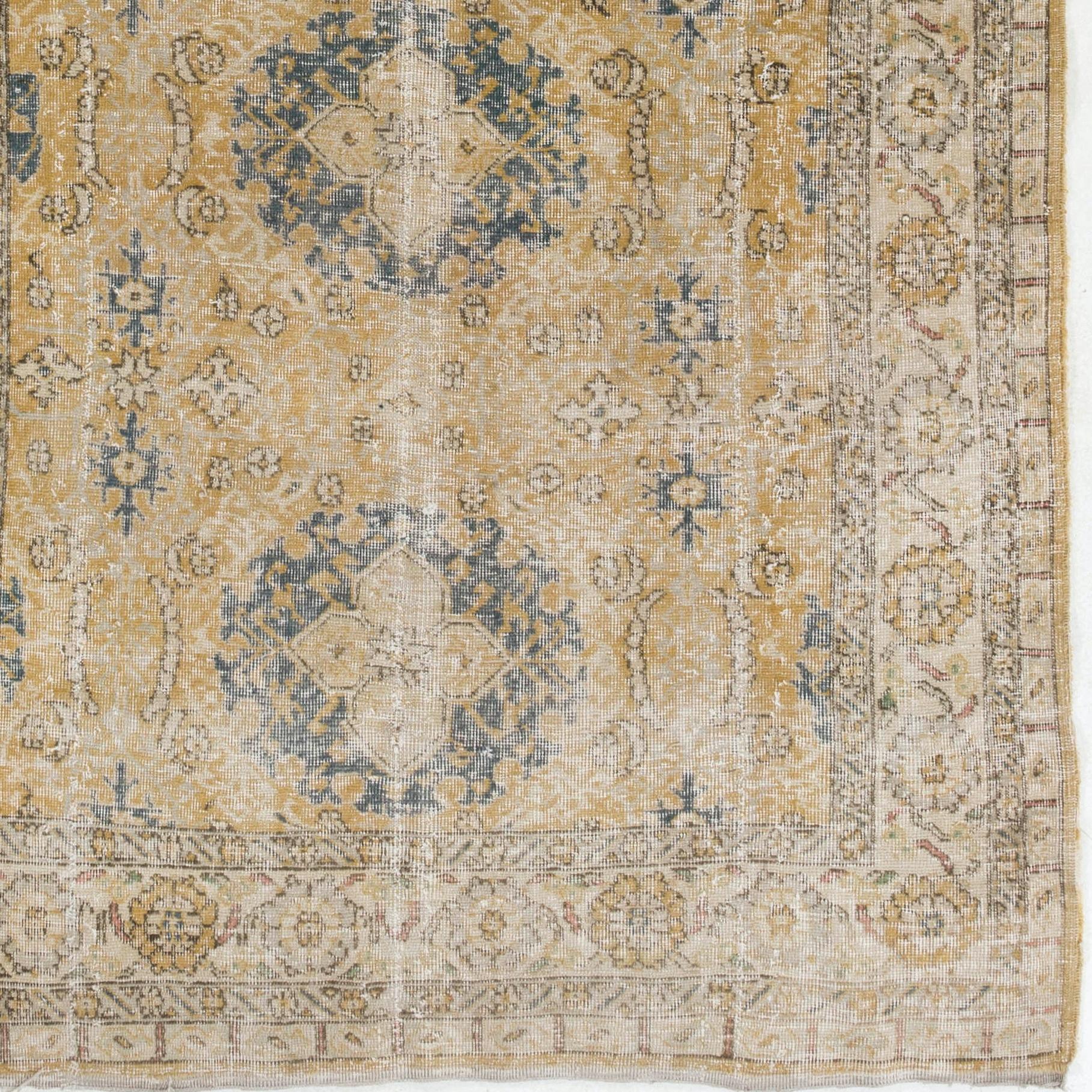 Turkish 5x8 Ft Vintage Central Anatolian Area Rug, Shabby Chic Handmade Wool Carpet For Sale