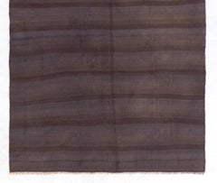 5x8 ft Vintage Hand-Woven Turkish Kilim, Flat-Weave Striped 100% Wool Rug
