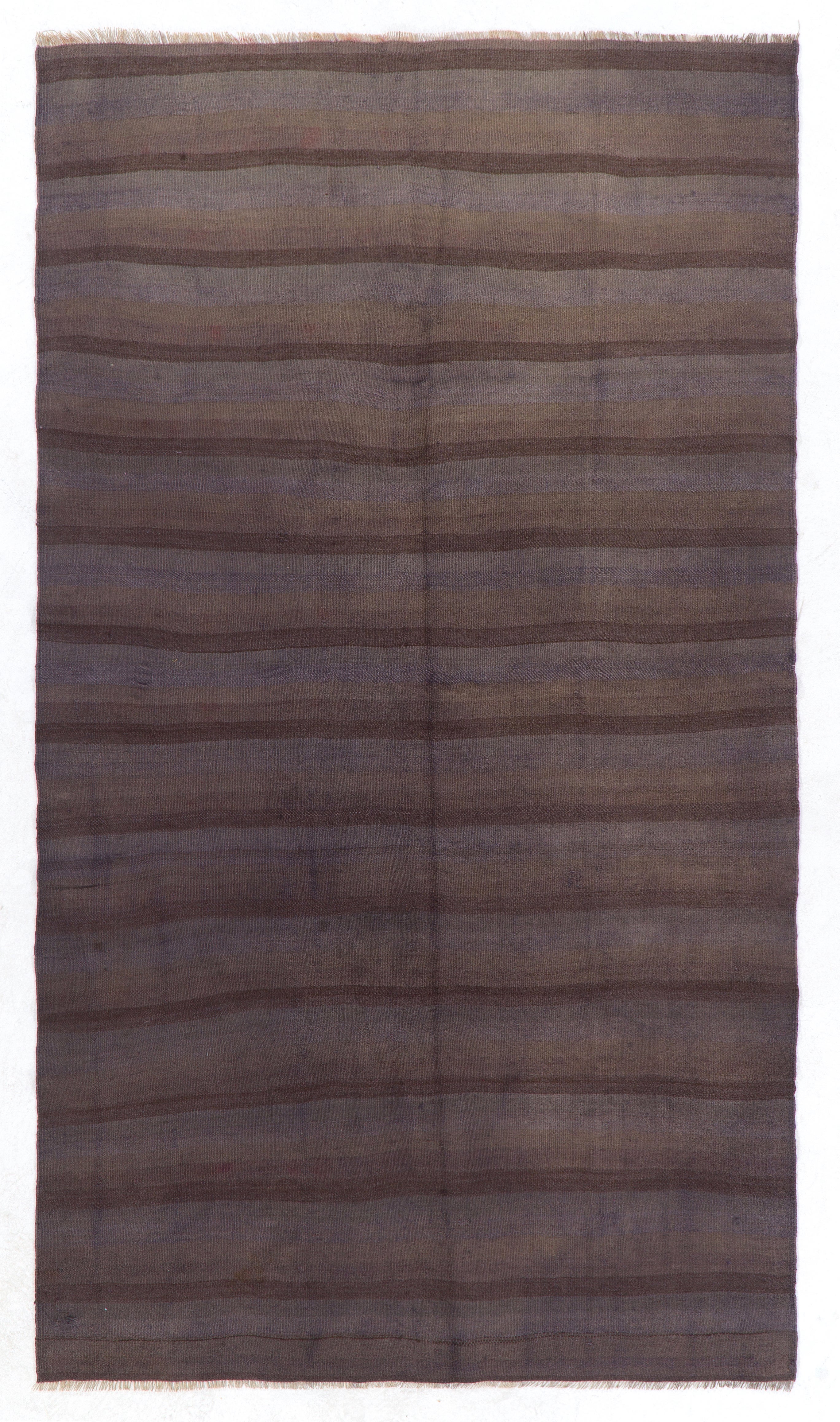 5x8 ft Vintage Hand-Woven Turkish Kilim, Flat-Weave Striped 100% Wool Rug