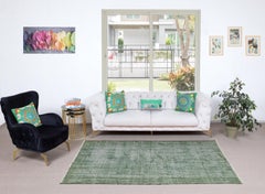 5x8 Ft Vintage Rug Overdyed in Grün für moderne Interieurs. Handgeknüpft in der Türkei