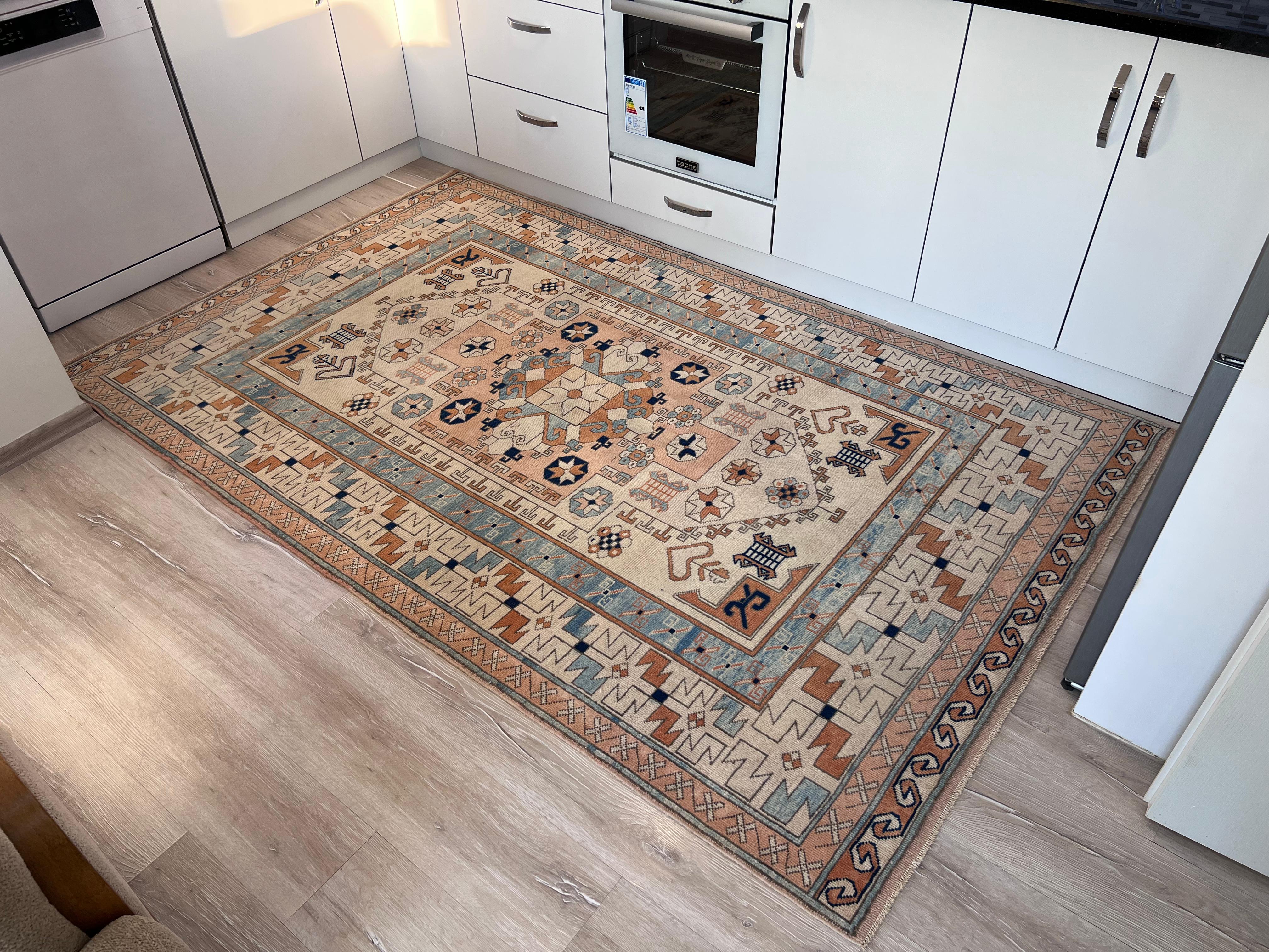 5x8 Ft Vintage Turkish Rug, One of a Kind Hand Knotted Carpet, Soft Wool Pile