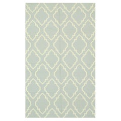 5x8 Gray Flat Weave Wool Latticed Diamond Grid Geometric Modern Carpet Rug