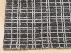5x8 Gray Hand-Knotted Bamboo Silk Linen Texture Weave Geometric Carpet Rug