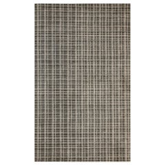 5x8 Gray Hand-Knotted Bamboo Silk Linen Texture Weave Geometric Carpet Rug