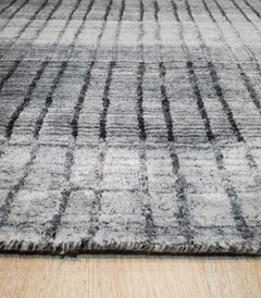 5x8 Gray Hand-Knotted Wool Viscose Striated Texture Geometric Modern Carpet Rug