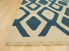 5x8 Ivory Flat Weave Wool Diamond Lattice Geometric Modern Carpet Rug