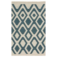 5x8 Ivory Flat Weave Wool Diamond Lattice Geometric Modern Carpet Rug