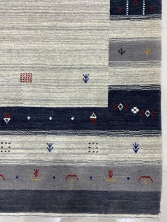 5x8 Ivory Hand-Knotted Wool Framed Openness Modernist Design Modern Carpet Rug