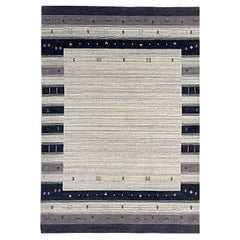 5x8 Ivory Hand-Knotted Wool Framed Openness Modernist Design Modern Carpet Rug