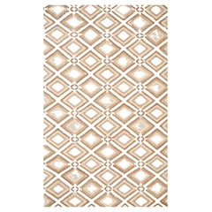 5x8 Ivory Hand-Knotted Wool Layered Diamond Lattice Geometric Modern Carpet Rug
