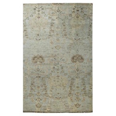 5x8 Ivory Hand-Knotted Wool Subtle Floral Canopy Geometric Modern Carpet Rug