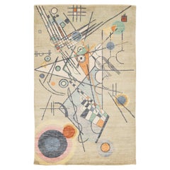 5x8 Kandinsky-Inspired Abstract Art Area Rug – Modern Art Deco Hand-Knotted Wool