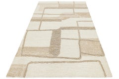 5x8 Modernist Abstract Hand-Tufted Wool Area Rug in Cream and Camel Neutrals