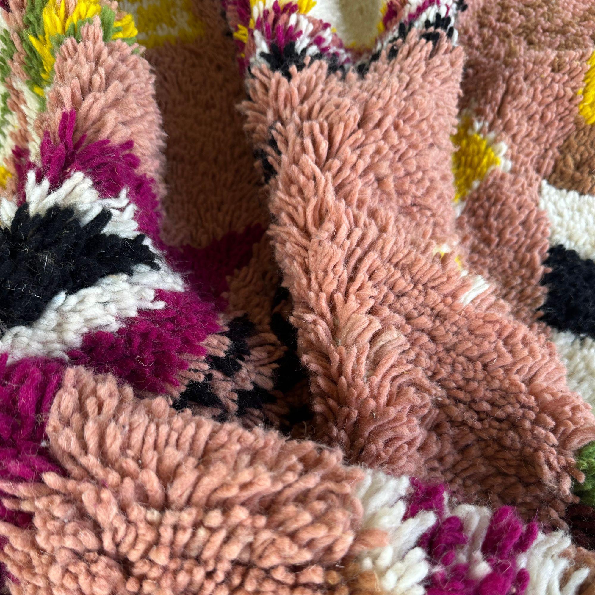 Hand-Knotted 5x8 Moroccan Rug - Artisan Treasures Pink Moroccan Rug  Handwoven Tribal Design For Sale