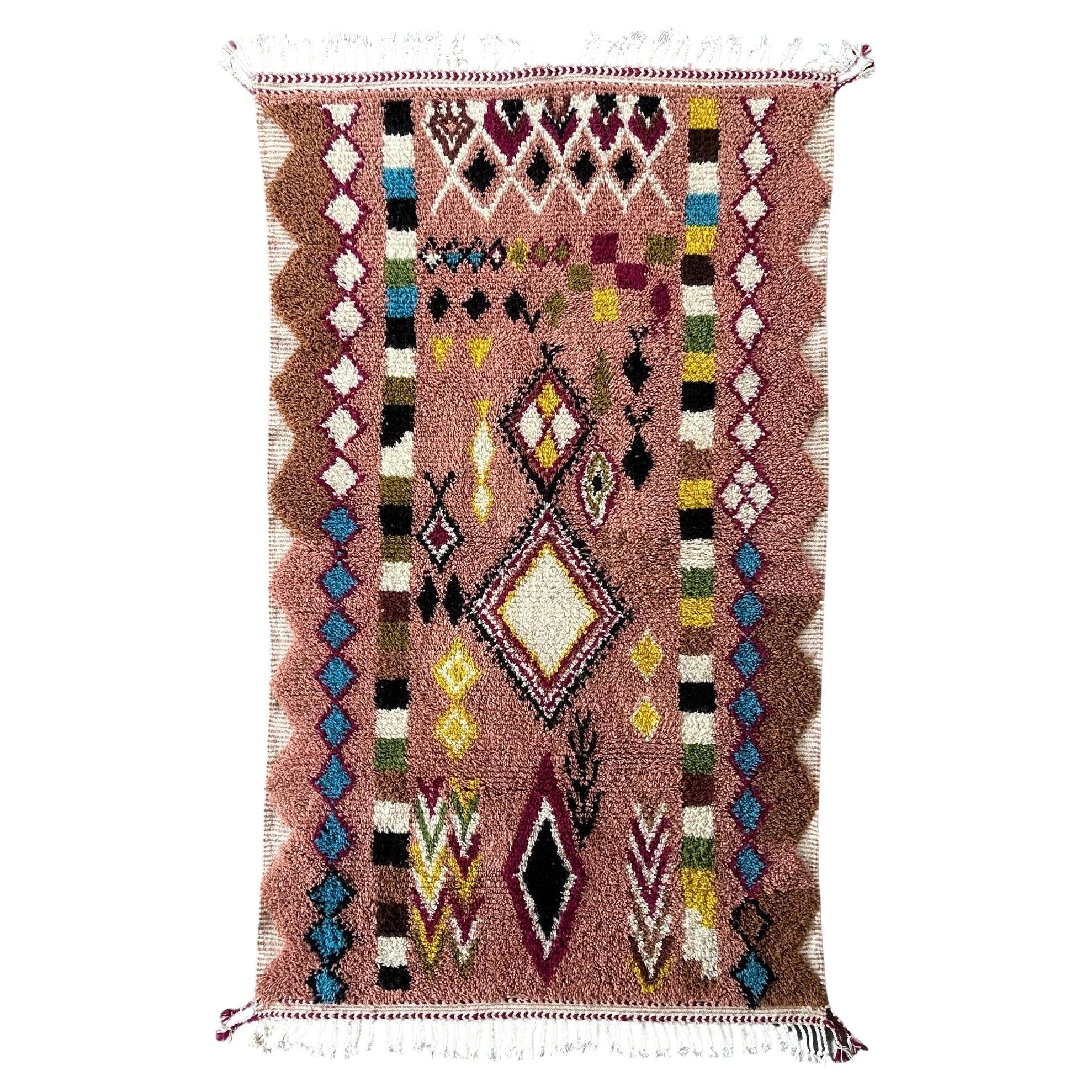 Tappeto marocchino 5x8 - Tappeto marocchino rosa Artisan Treasures  Design tribale intrecciato a mano