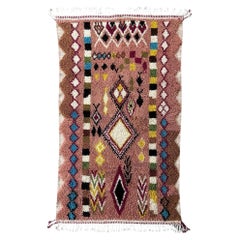 Tappeto marocchino 5x8 - Tappeto marocchino rosa Artisan Treasures  Design tribale intrecciato a mano