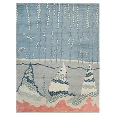 5x8 Multicolor Hand-Knotted Wool Abstract Mountainscape Geometric Carpet Rug