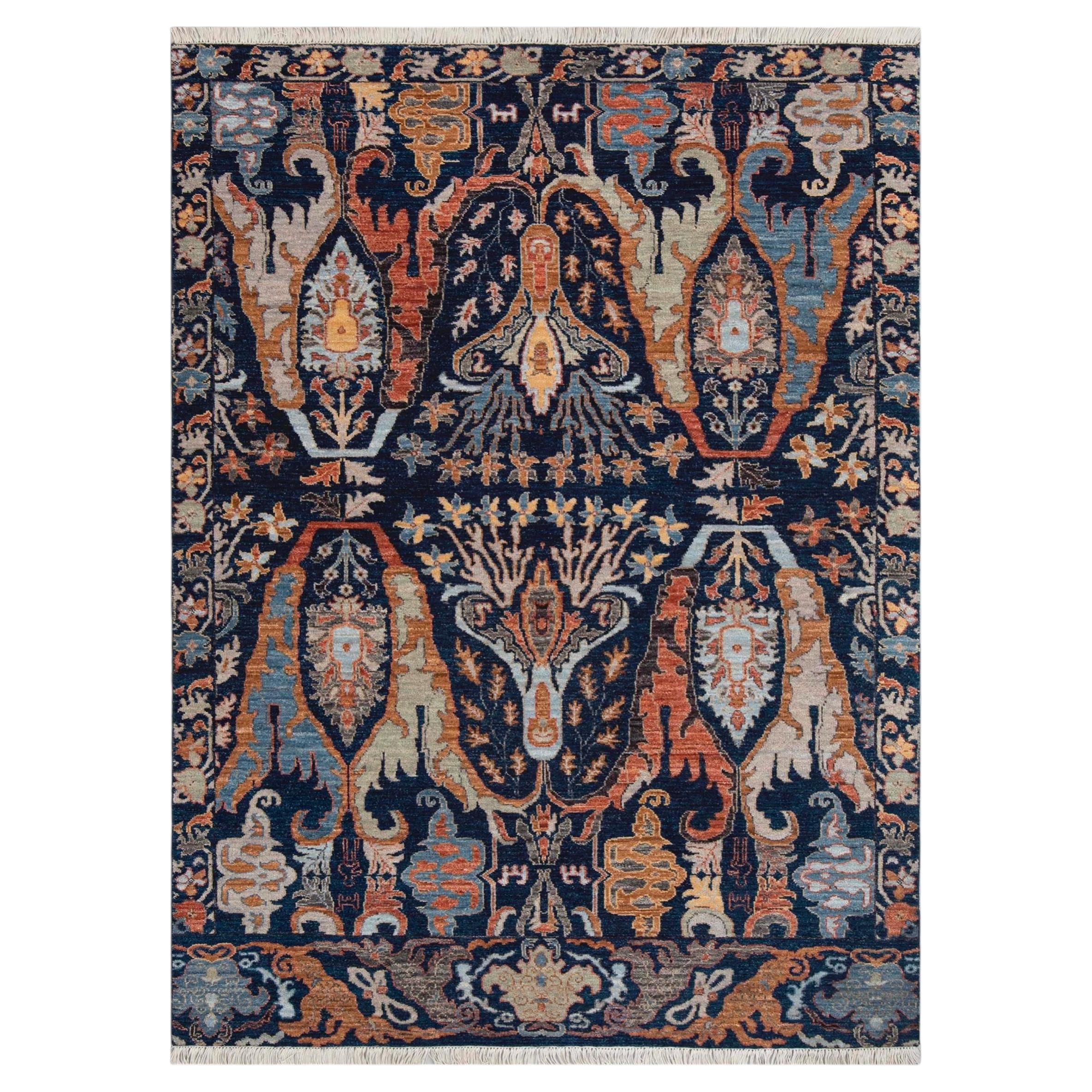 5x8 Navy Bidjar Style Hand Knotted Wool High Quality Rug ( JC - 8158 )