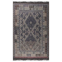 5x8 Purple Flat Weave Wool Diamond Lattice Geometric Modern Carpet Rug