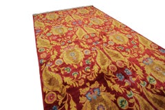 Silk Chinese Rug Gold Geometric Overall Silk Rug Vintage Art Nouveau Rug
