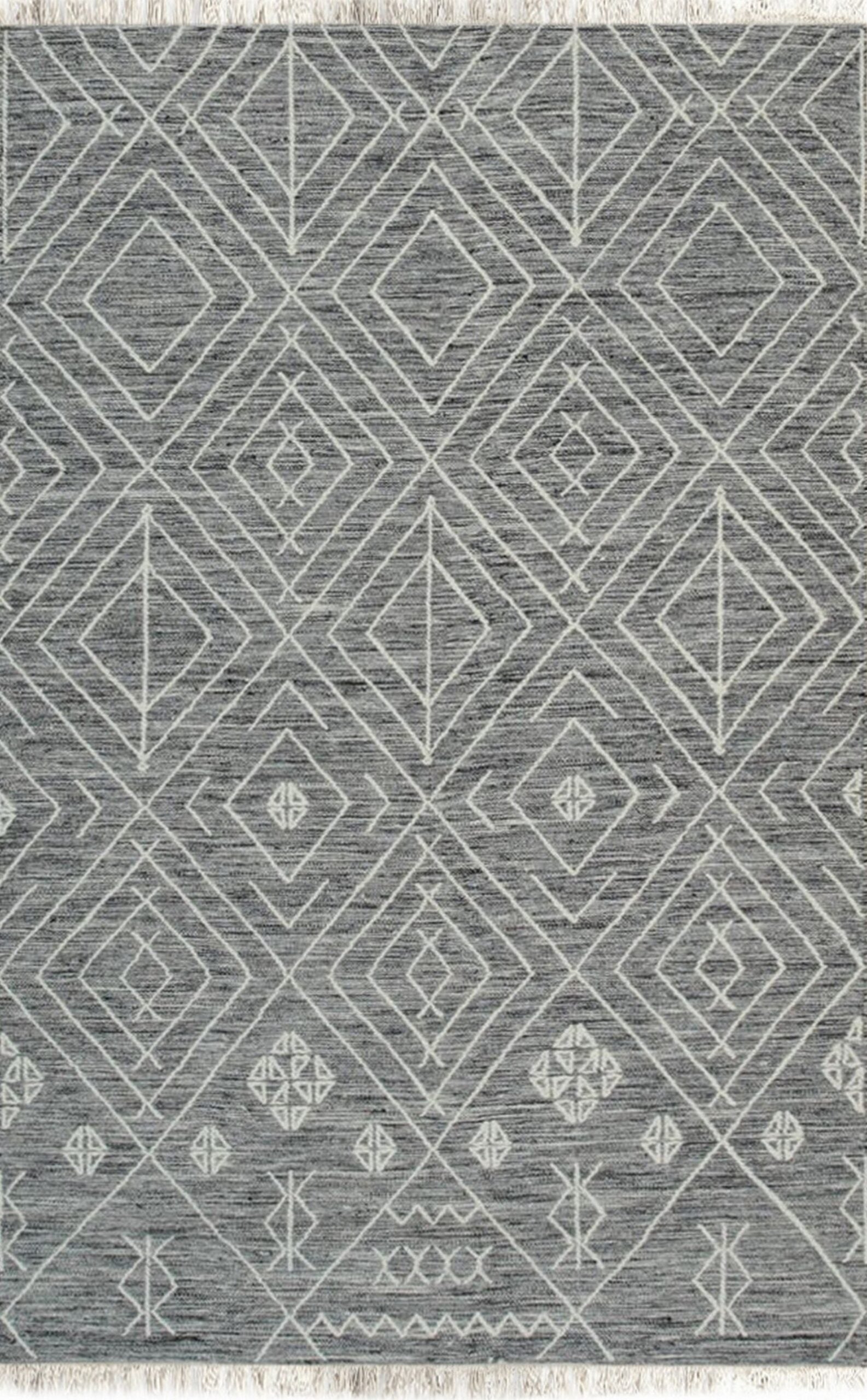 5x8 Small Luxurious Kilim Charcoal Geometric Modern Handmade Wool Carpet Rug
