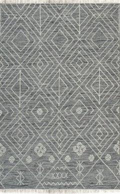 5x8 Small Luxurious Kilim Charcoal Geometric Modern Handmade Wool Carpet Rug