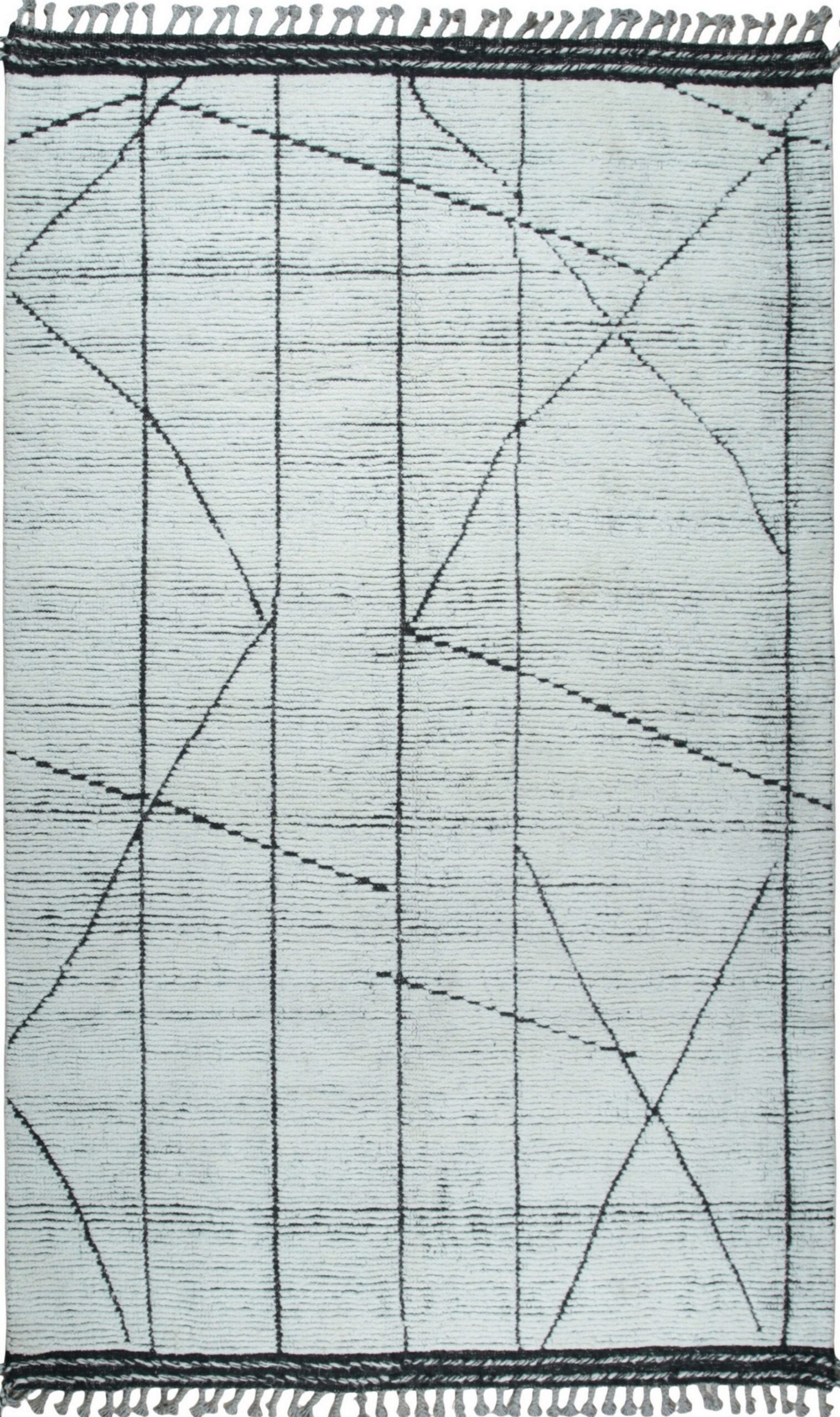 5x8 Tribal Moroccan Beni Ourain Design Ivory Hand-Knotted Wool Berber Carpet Rug