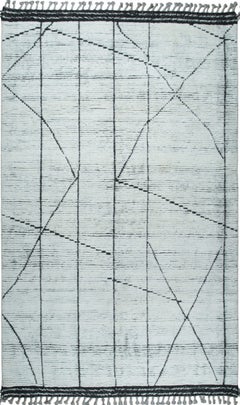 5x8 Tribal Moroccan Beni Ourain Design Ivory Hand-Knotted Wool Berber Carpet Rug