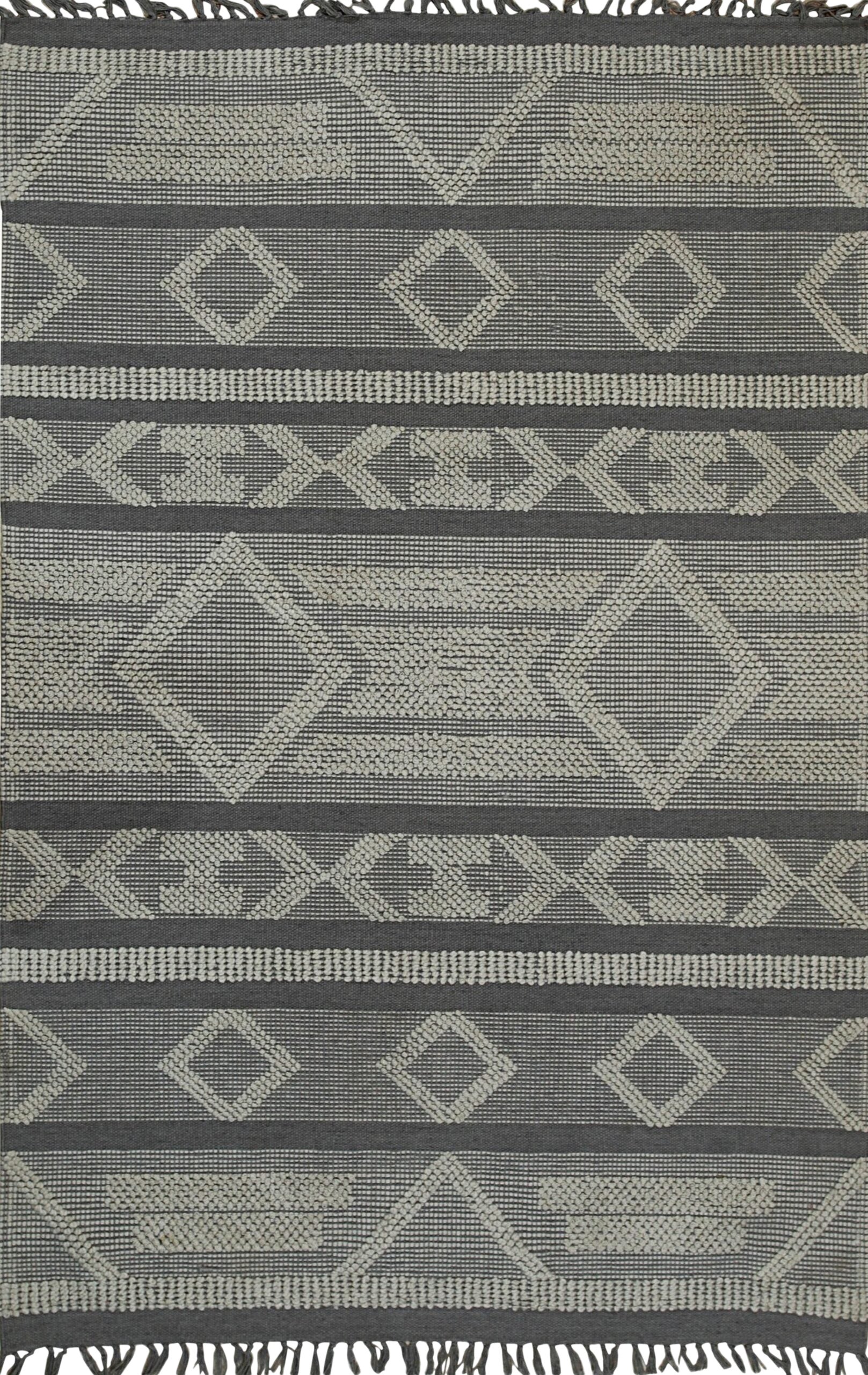 5x8 Vibrant Iris Gray Tribal Geometric Contemporary Handmade Wool Carpet Rug For Sale