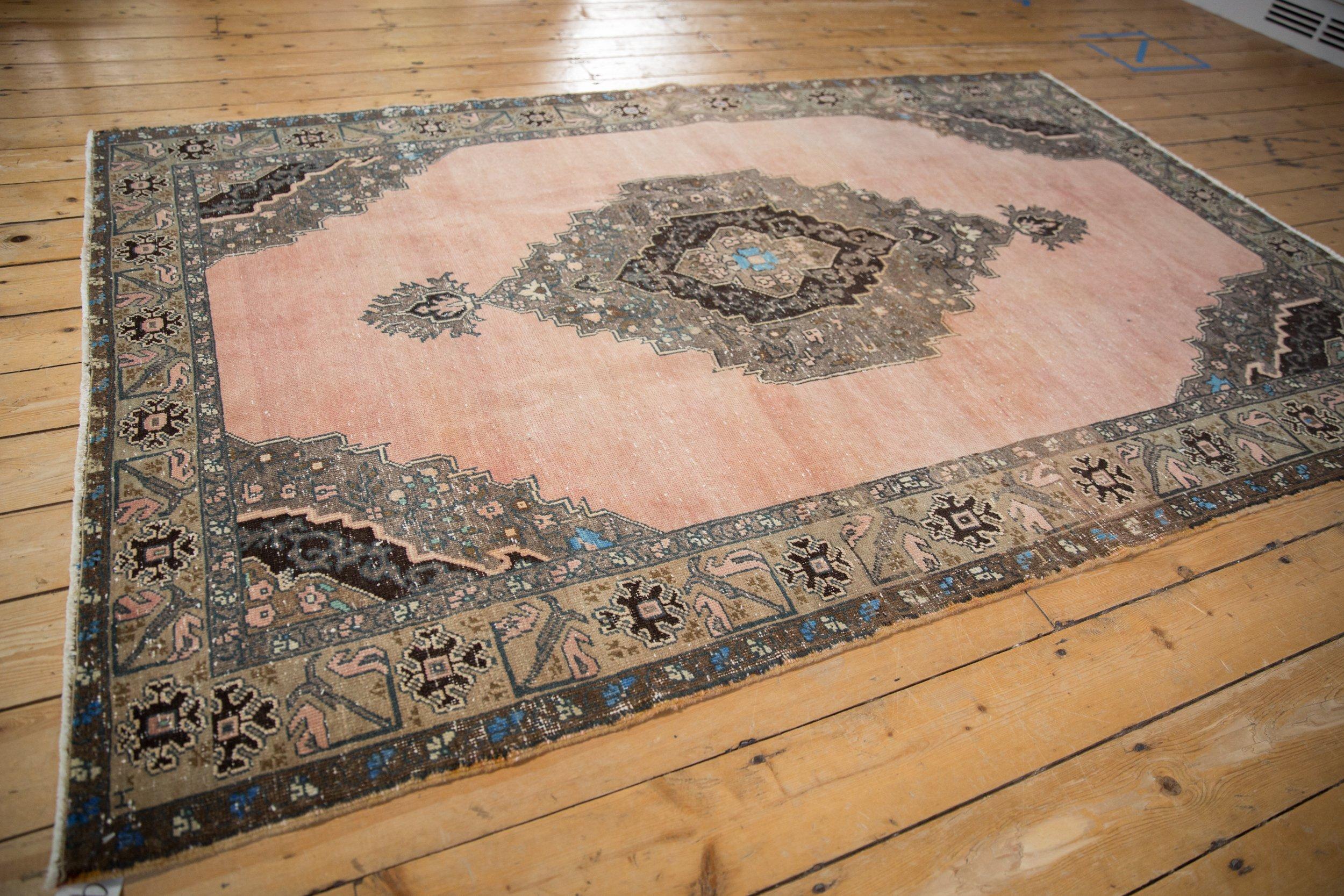 Vintage Distressed Oushak Carpet In Fair Condition For Sale In Katonah, NY