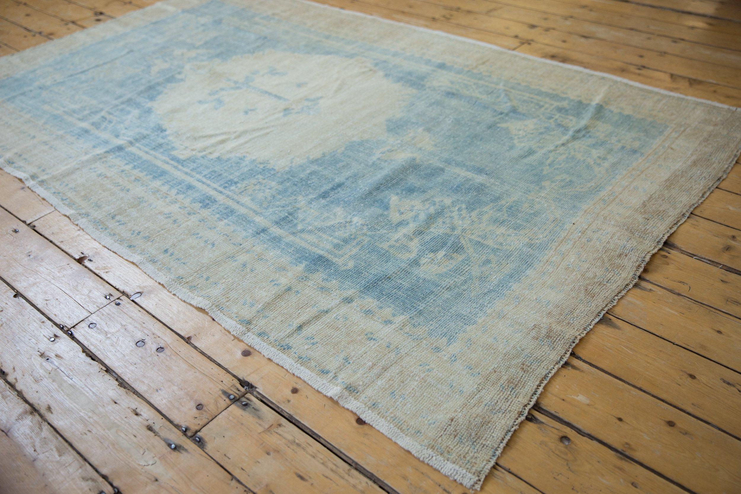 Cotton Vintage Distressed Oushak Carpet For Sale
