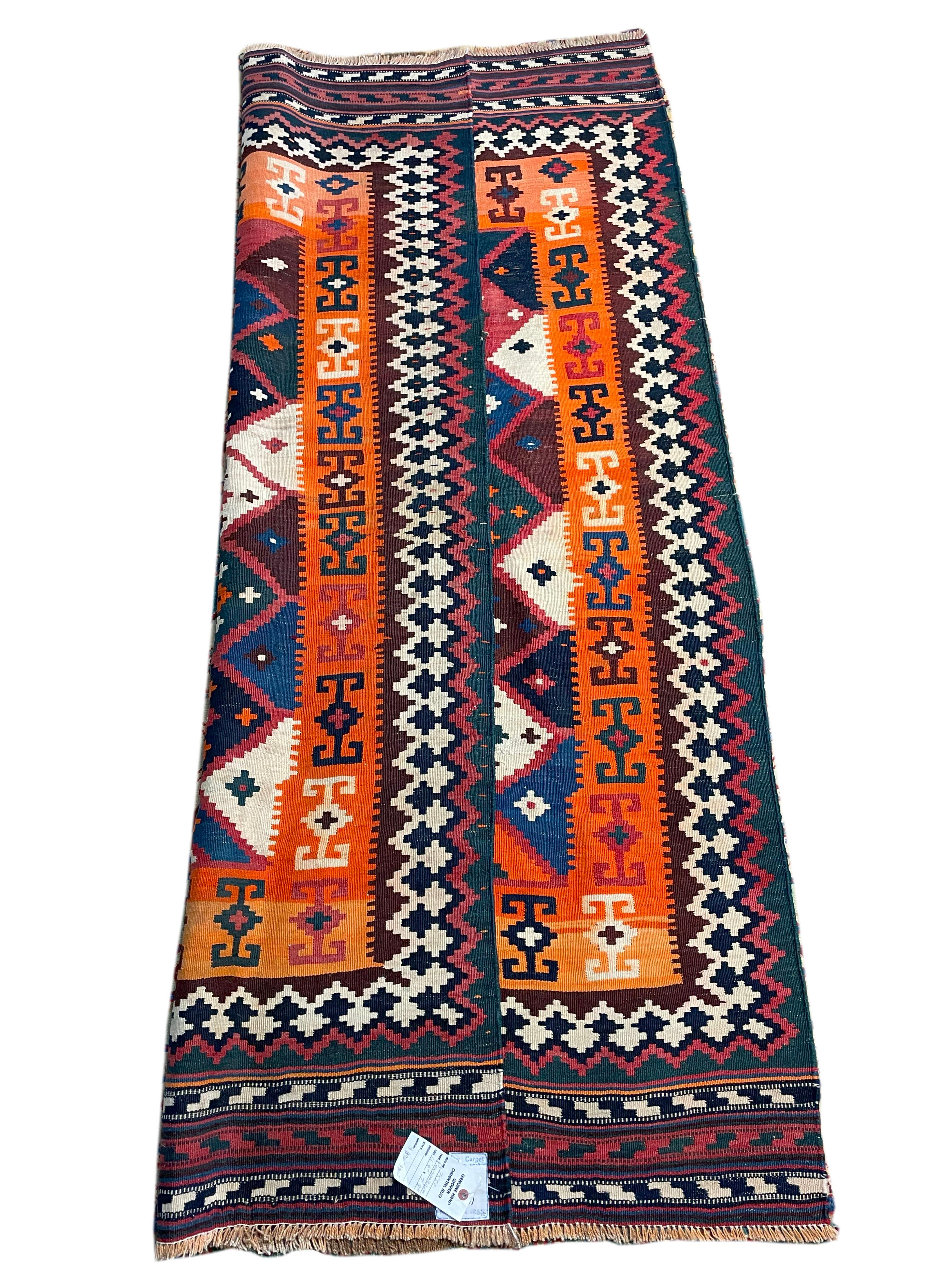 Persian 5'x8' Antique Qashqai - Kashkooli - Flatweave Wool Kilim - Vibrant  Colors For Sale