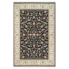 5
x8
Vulkanblaue Wolle Nain Wiederholtes Blumen Design Handgeknüpfter Teppich