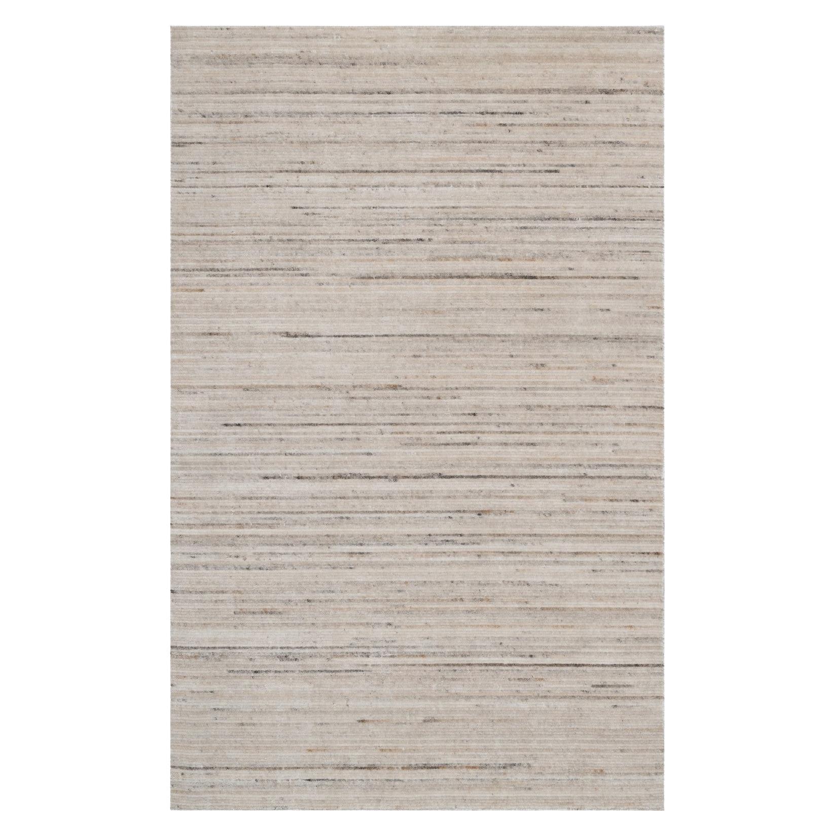 5'x8' Weiß bunt strukturiert Modernes Design Synthetisches Garn Handgewebter Teppich