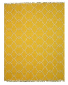5x8 Xena Timeless Yellow Geometric Trellis Modern Hand Knotted Wool Carpet Rug